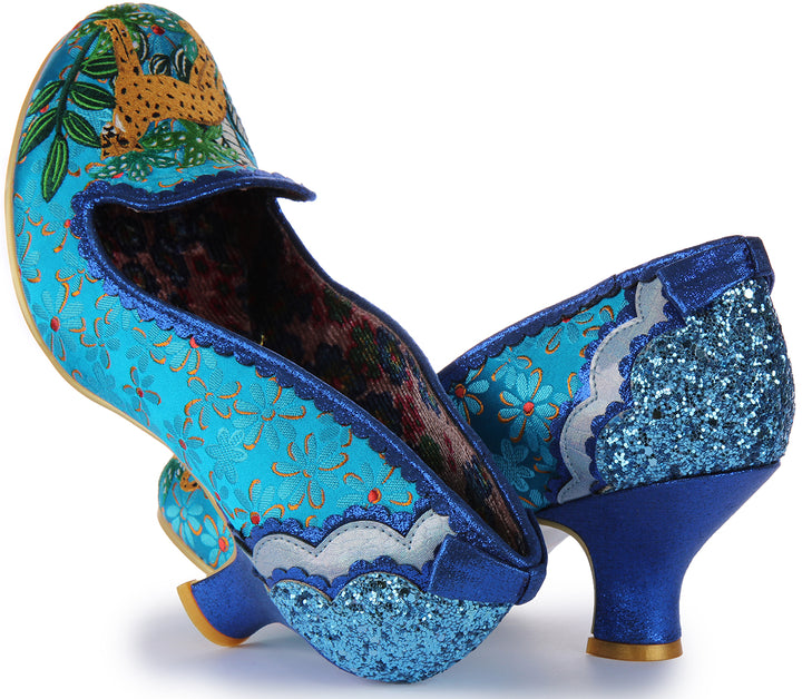 Irregular Choice Charming Cheetah Chaussures à talon moyen pour femmes en bleu multi