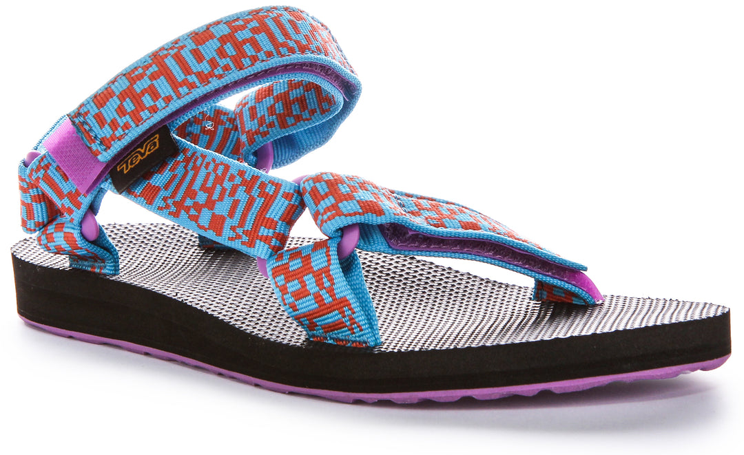 Teva Orig Universal Back Strap Prism Iconic Summer Sandalias veganas para mujer en azul multicolor