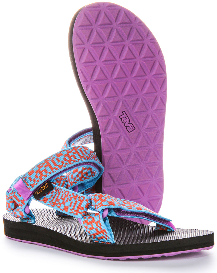 Teva Orig Universal Back Strap Prism Iconic Summer Sandalias veganas para mujer en azul multicolor