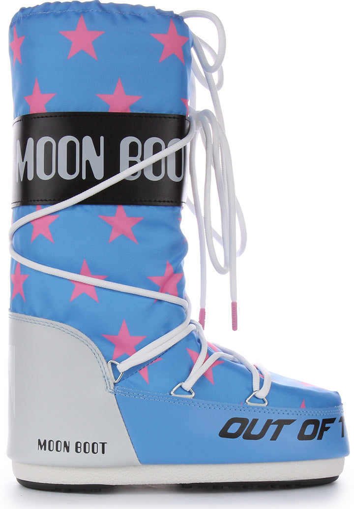 Moon Boot Icon Retrobiker In Blue Pink For Women