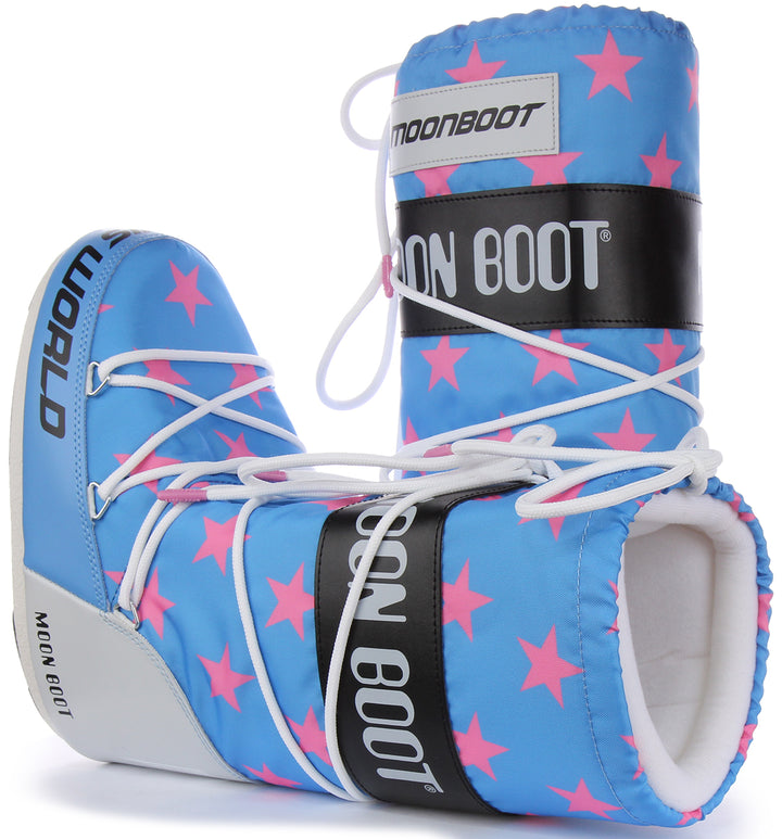 Moon Boot Icon Retrobiker In Blue Pink For Women