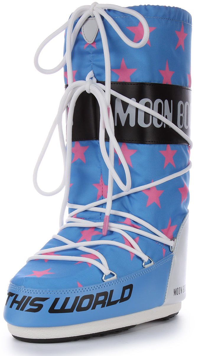 Moon Boot Icon Retrobiker In Blue Pink For Women