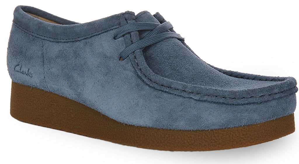 Clarks Originals Wallabee Evosh Blue Suede For Women | Suede Crepe