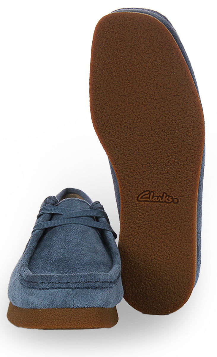 Clarks Originals Wallabee Evosh Blue Suede For Women | Suede Crepe