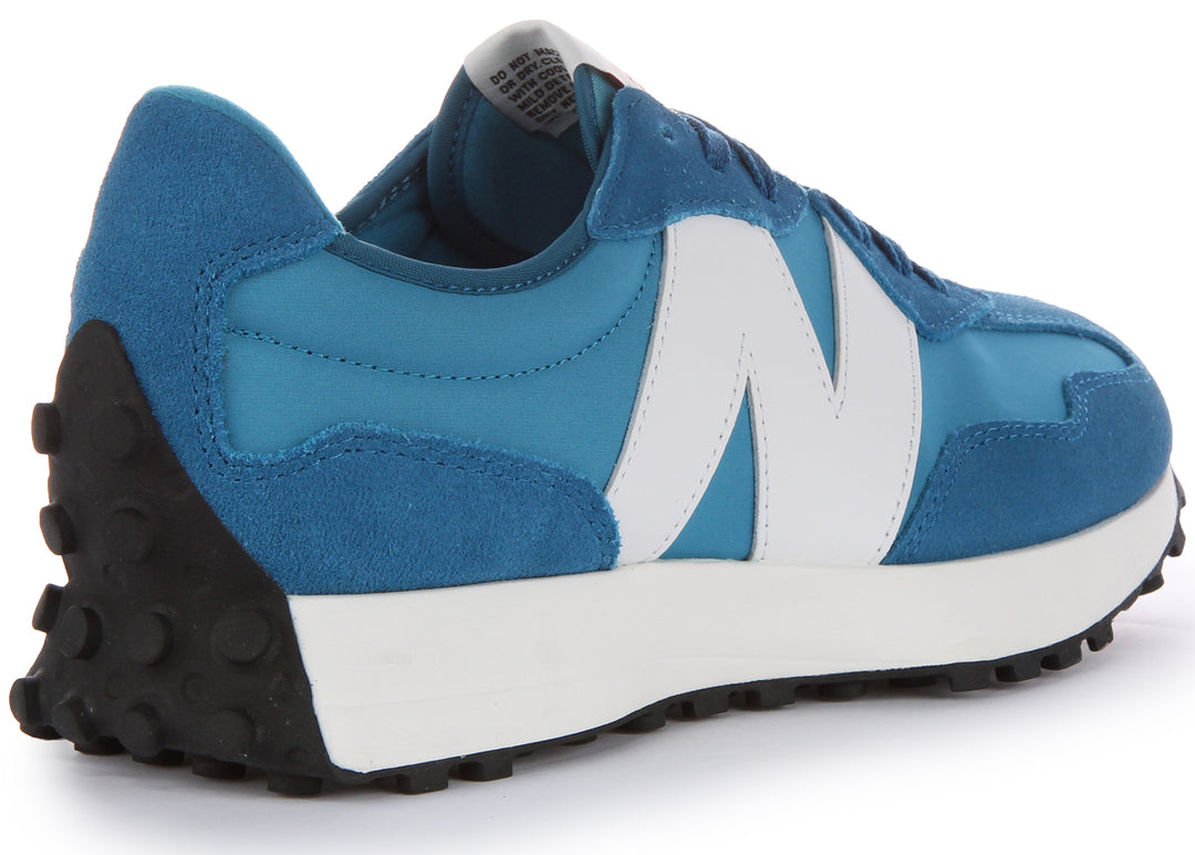 New Balance U327EA Baskets à lacets en daim et maille poure en bleu blanc