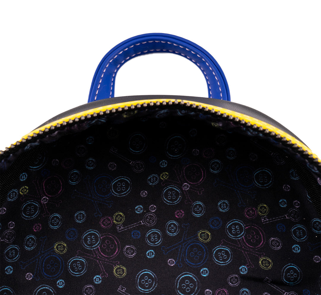 Loungefly Coraline Laika Raincoat Cosplay Mini BackpackIn Blue Yellow