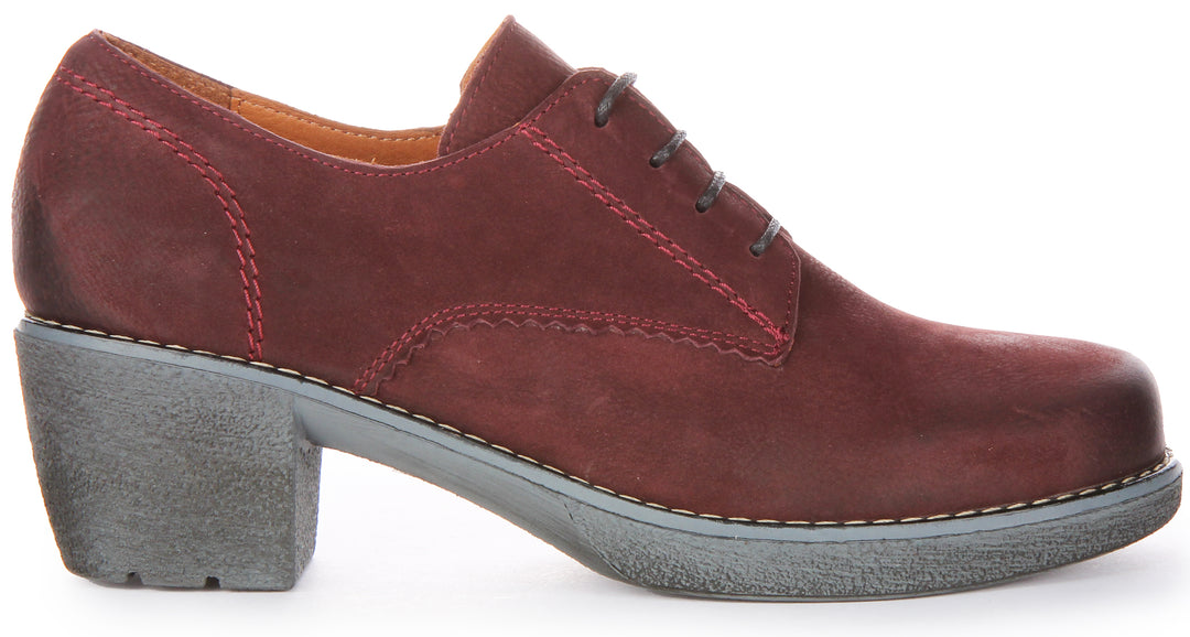 JUSTINREESS Eliza Scarpe Oxford con tacco medio in pelle scamosciata allacciate da donna in bordo