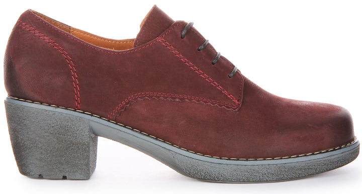 JUSTINREESS Eliza Scarpe Oxford con tacco medio in pelle scamosciata allacciate da donna in bordo