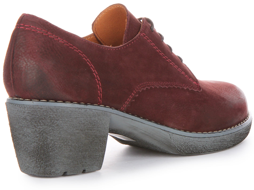 JUSTINREESS Eliza Scarpe Oxford con tacco medio in pelle scamosciata allacciate da donna in bordo