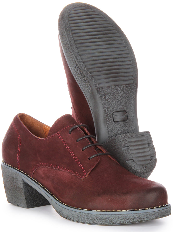 JUSTINREESS Eliza Scarpe Oxford con tacco medio in pelle scamosciata allacciate da donna in bordo