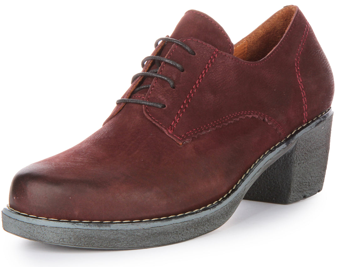 JUSTINREESS Eliza Scarpe Oxford con tacco medio in pelle scamosciata allacciate da donna in bordo