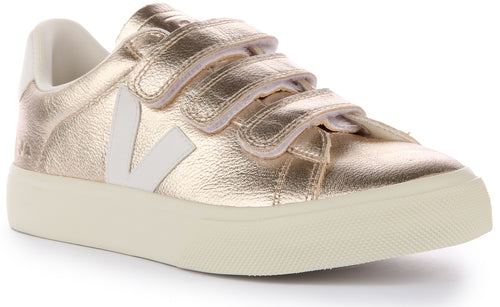 Veja Recife Baskets en cuir chromefree à trois courroies pour hommes en bronze