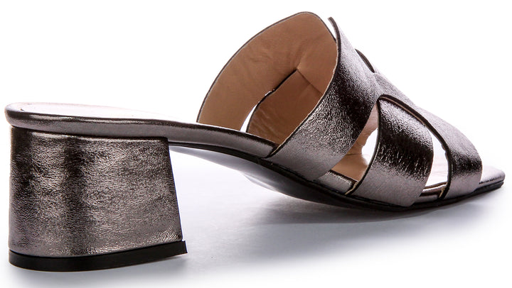 Sandales décontractées à talon bas Justinreess Skylar pour femmes en cuir bronze