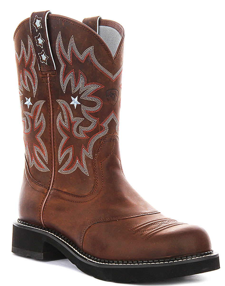 Ariat Probaby Stivali di pelle ricamati da donna 10" in marrone
