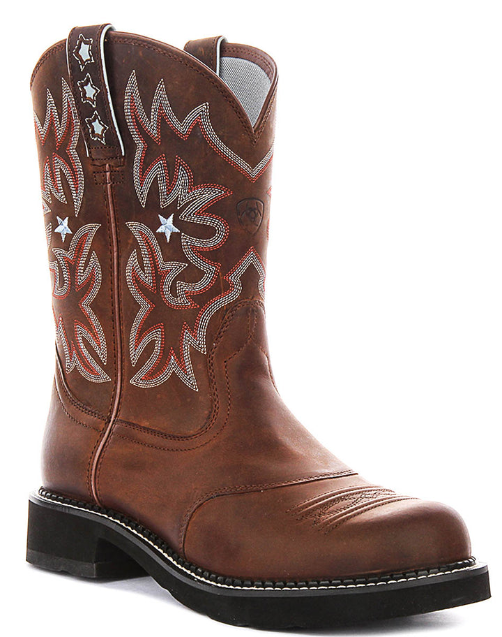 Ariat Probaby Stivali di pelle ricamati da donna 10" in marrone