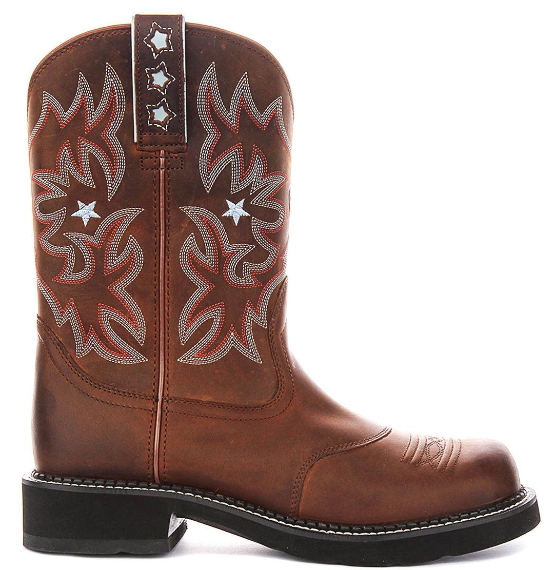 Ariat Probaby Stivali di pelle ricamati da donna 10" in marrone