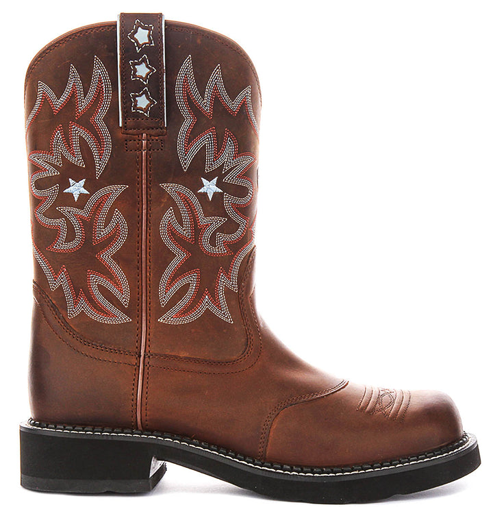 Ariat Probaby Stivali di pelle ricamati da donna 10" in marrone