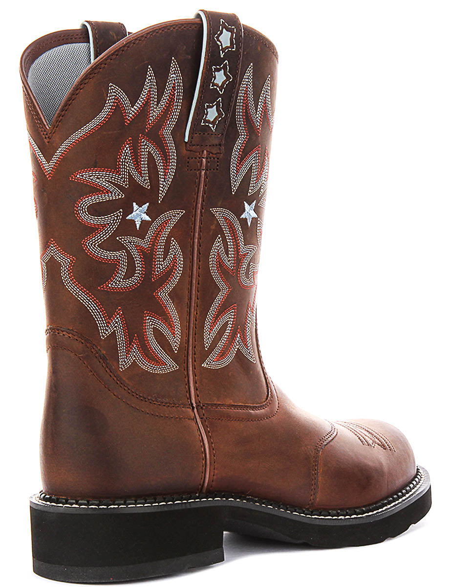 Ariat Probaby Stivali di pelle ricamati da donna 10" in marrone