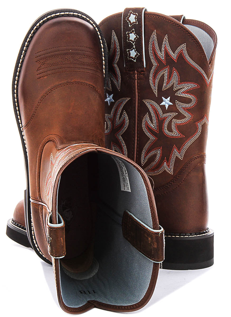 Ariat Probaby Stivali di pelle ricamati da donna 10" in marrone