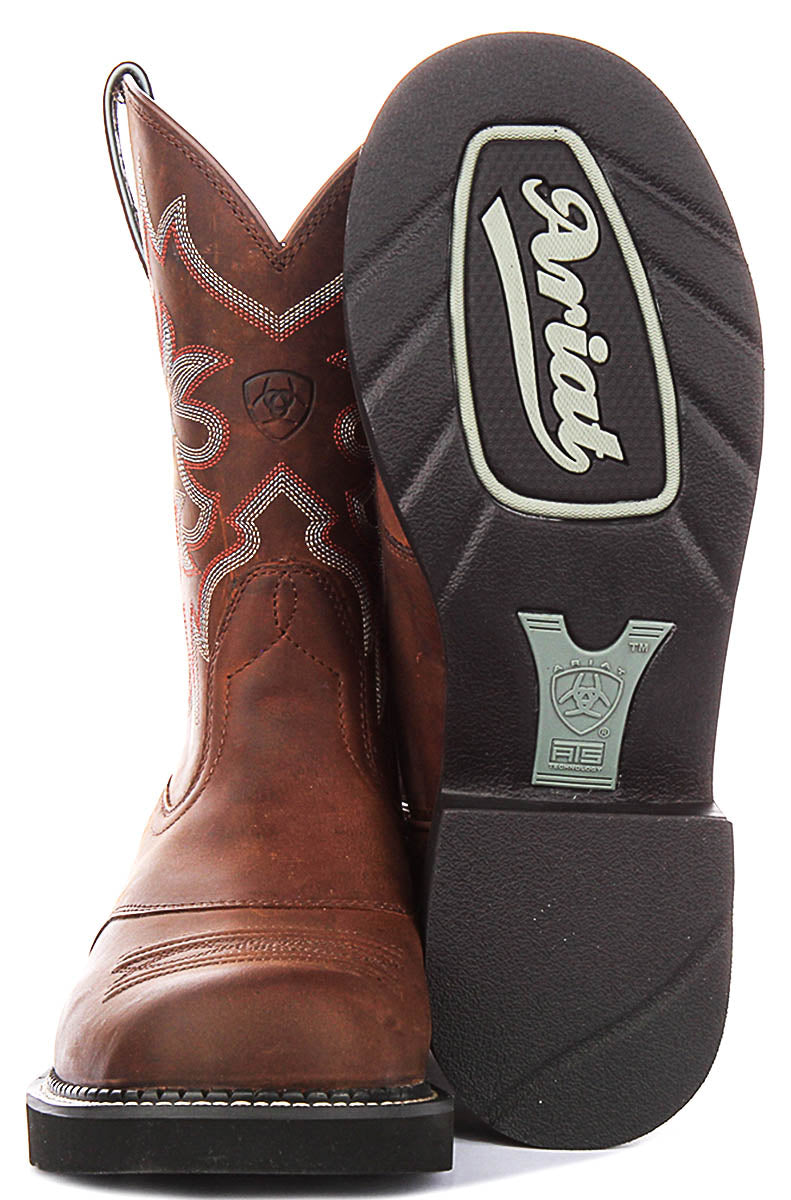 Ariat Probaby Stivali di pelle ricamati da donna 10" in marrone