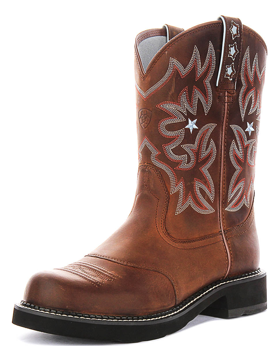 Ariat Probaby Stivali di pelle ricamati da donna 10" in marrone
