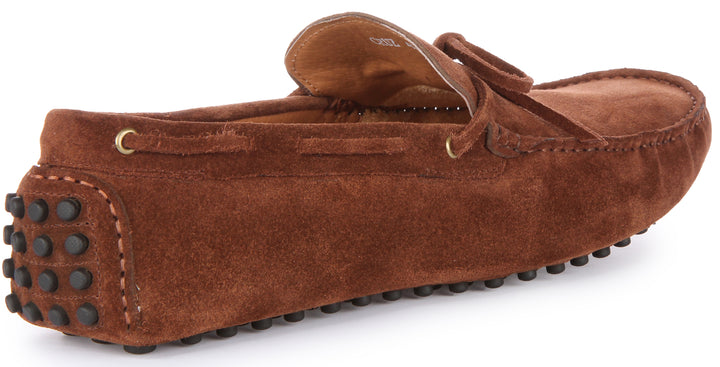 JUST REESS Cruz Herren Wildleder Leder Schlupf Auf Schuhe Braun