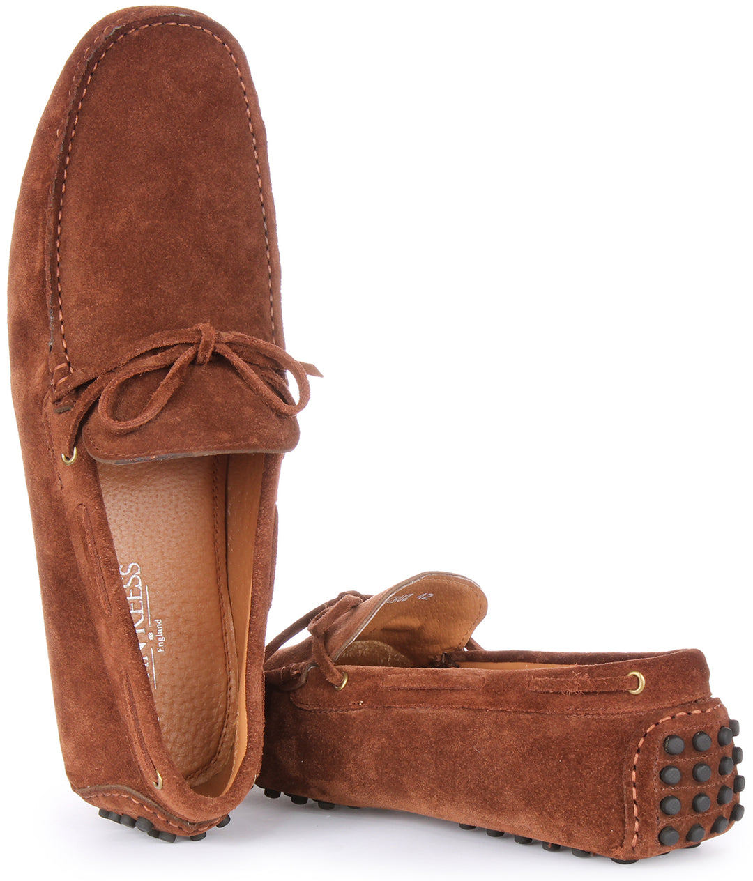 JUSTINREESS Cruz Chaussures de conduite en daim et cuir pour hommes en brun