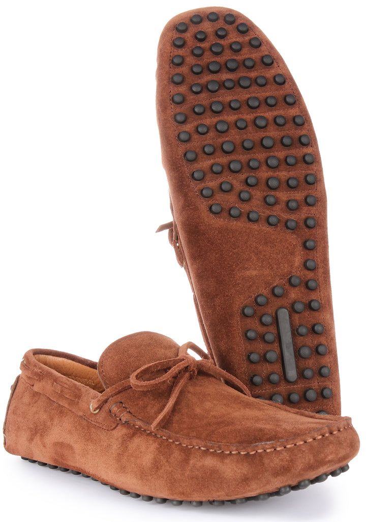 JUST REESS Cruz Herren Wildleder Leder Schlupf Auf Schuhe Braun