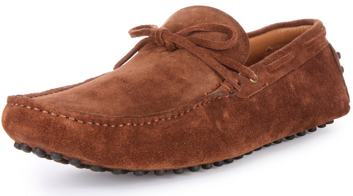 JUSTINREESS Cruz Chaussures de conduite en daim et cuir pour hommes en brun