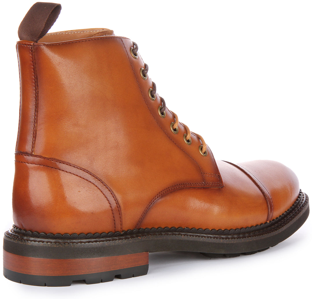 JUSTINREESS Kingston Bottines en cuir à lacets pour hommes en brun