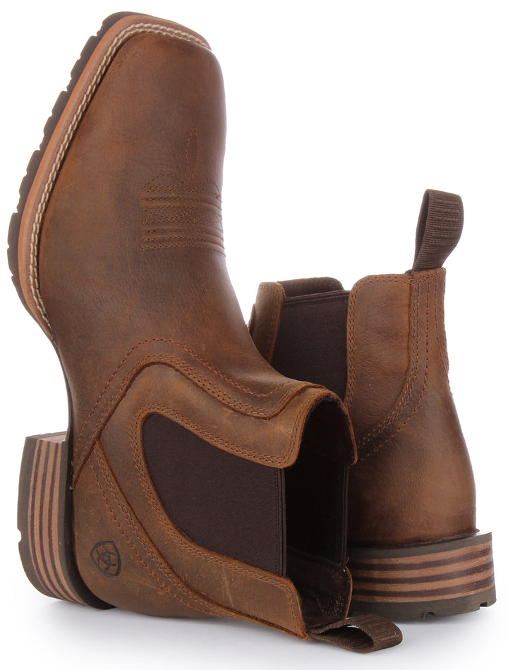 Ariat Hybrid Low Boy Bottines western en cuir pleine fleur pour hommes en brun