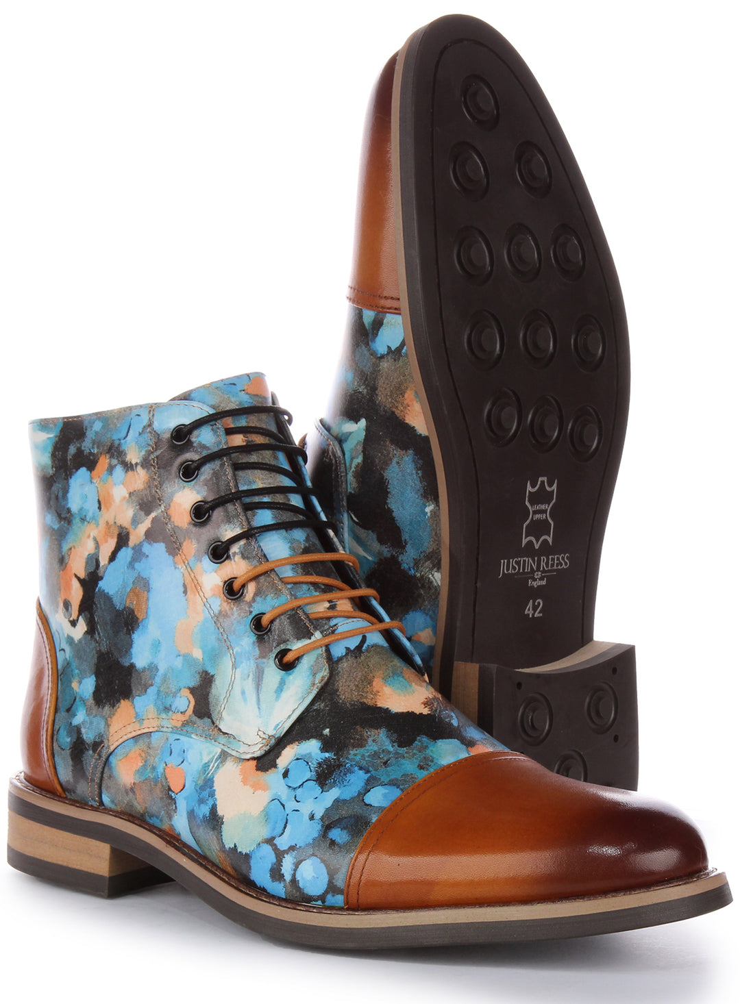 JUSTINREESS Jerry Bottines en cuir à lacets pour hommes en brun