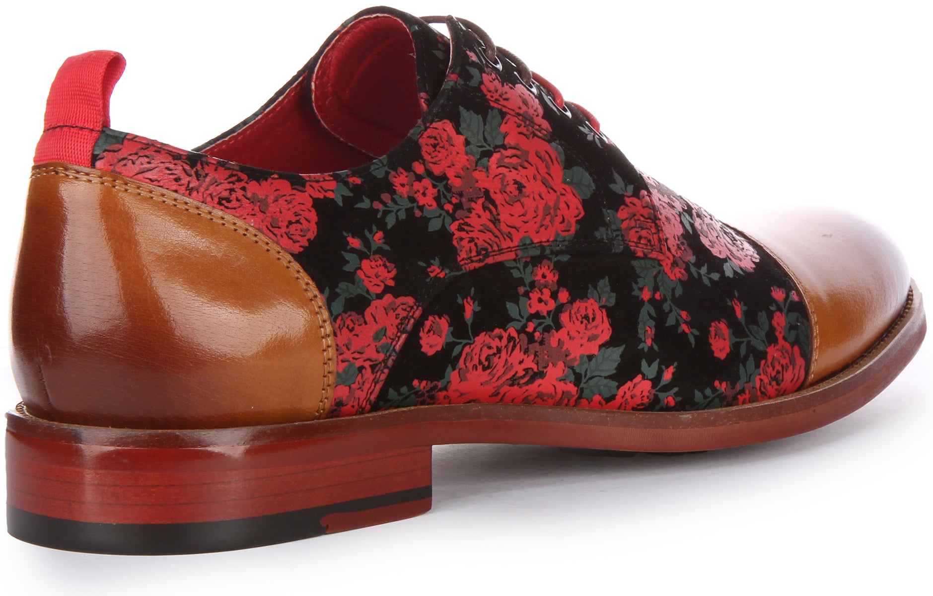 JUSTINREESS Jeremy Chaussures Oxford lacets en cuir fleurs pour hommes en brun