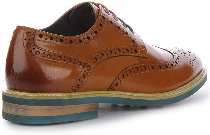 JUSTINREESS James Zapatos brogue de piel con cordones para hombre en marrón