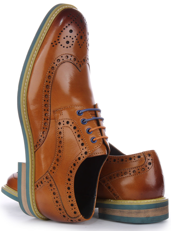 JUSTINREESS James Scarpe brogue in pelle allacciate da uomo in marrone