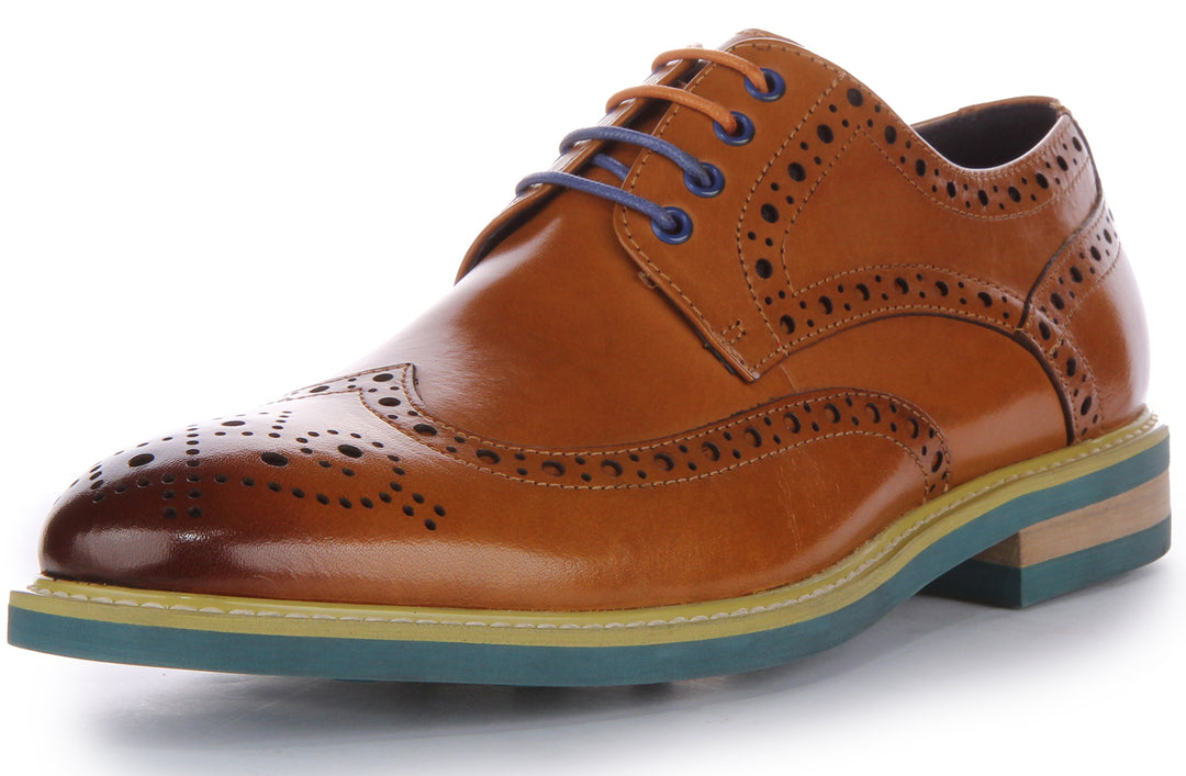 JUSTINREESS James Scarpe brogue in pelle allacciate da uomo in marrone