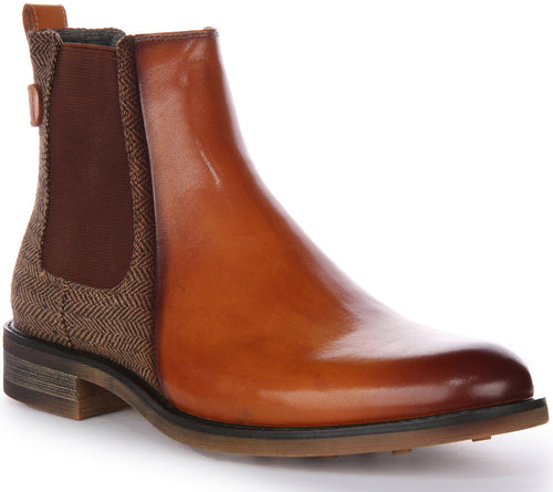 JUSTINREESS Terry Bottines Chelsea en cuir pour hommes en brun