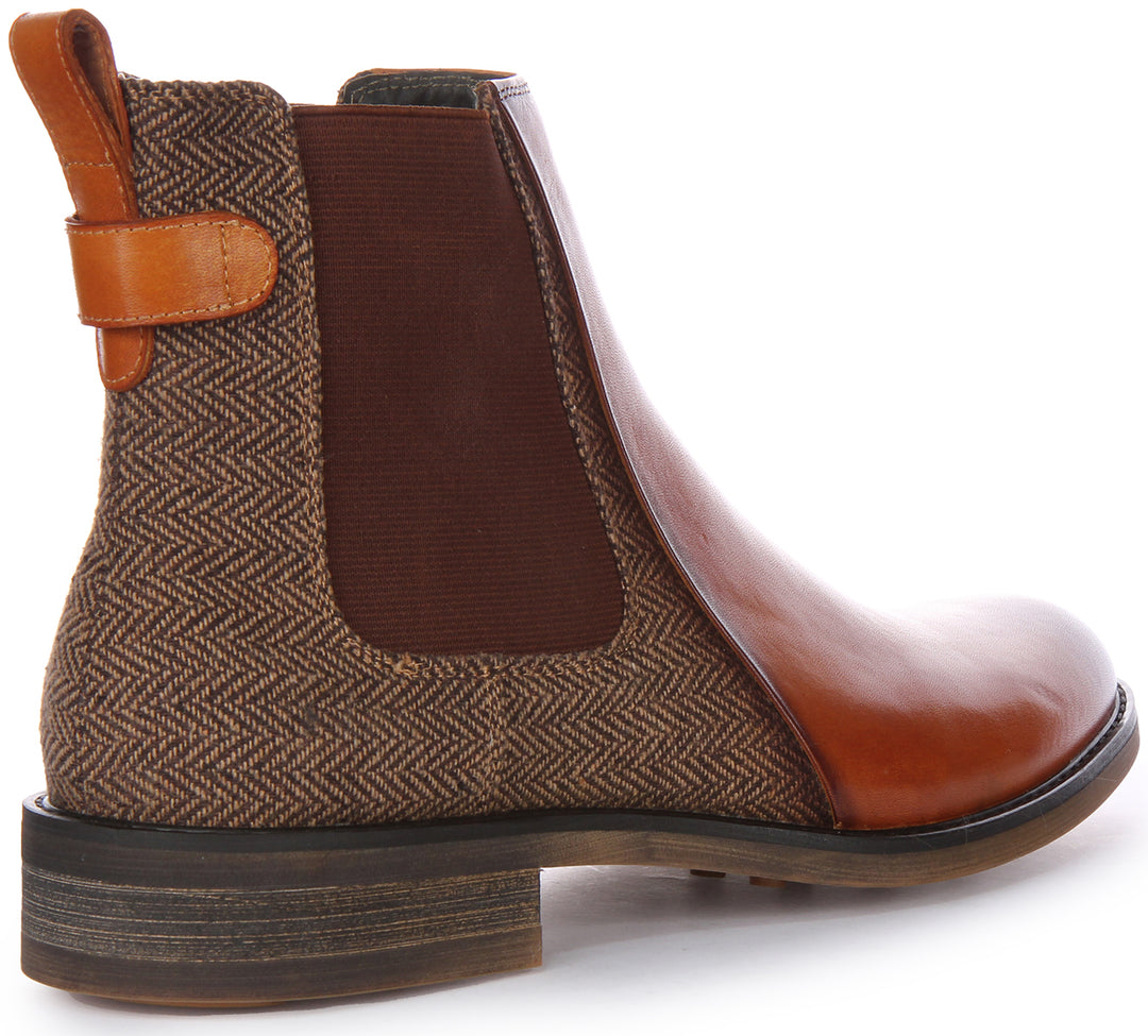 JUSTINREESS Terry Bottines Chelsea en cuir pour hommes en brun