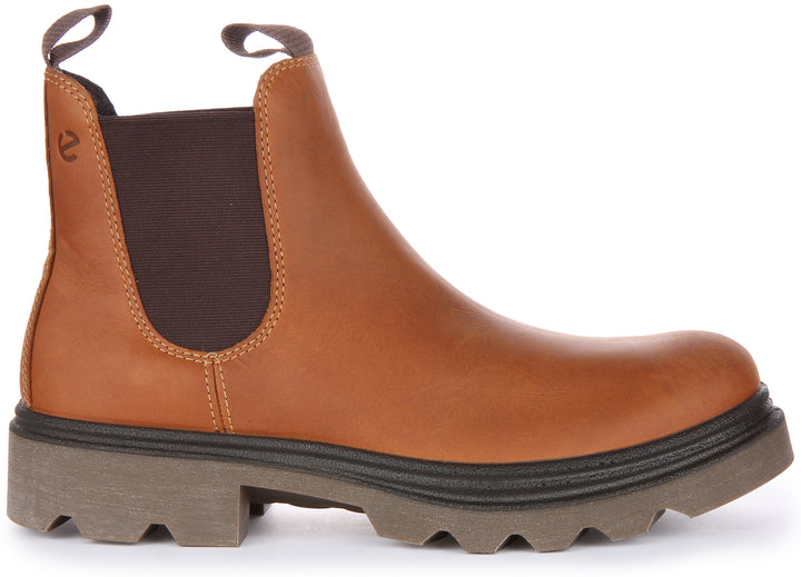 Ecco Grainer M Bottines Chelsea en cuir pour hommes en brun