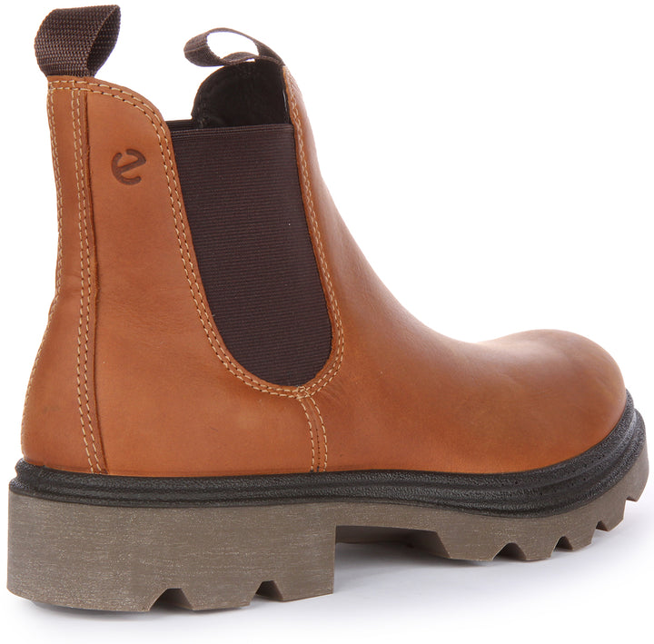 Ecco Grainer M Bottines Chelsea en cuir pour hommes en brun