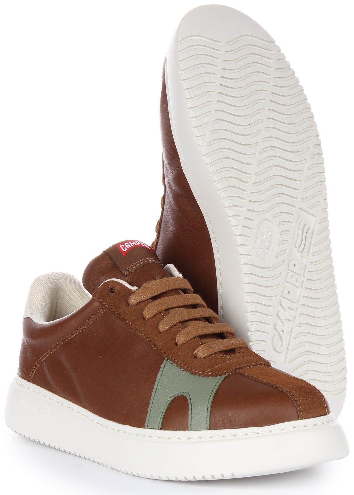 Camper Twins In Brown | Non Dyed Lace Up Casual Leather Trainer