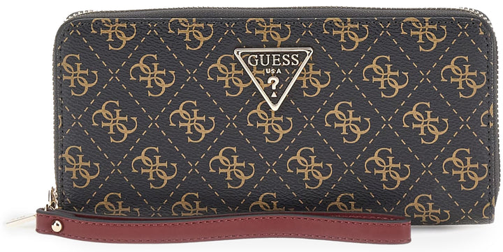 Guess Laurel Frauen 4G Logo Druck Kunstleder Maxi Brieftasche Braun