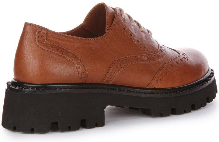 JUSTINREESS Millie Zapatos Oxford de cordones de piel para mujer en marrón