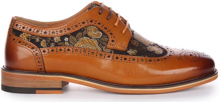 JUST REESS Ross W Frauen Schnüren Leder Blumen Brogue Schuhe Braun