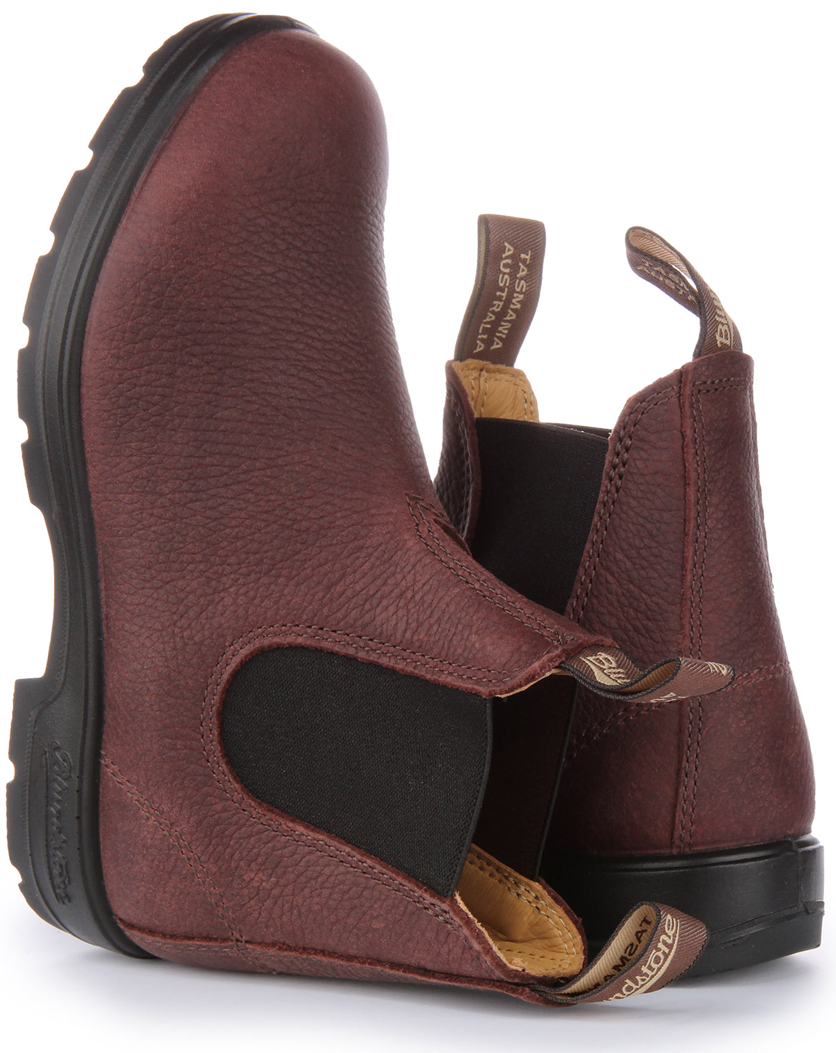 Blundstone 2247 In Brown Pebbled Leather Slip On Chelsea Boot