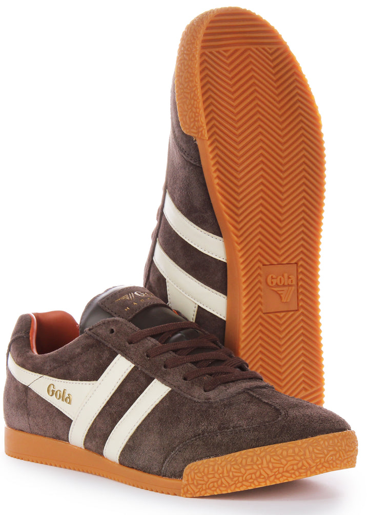 Gola Classics Low Pro Dk Brn Offwht 1968 Ret Men's Suede Leather Trainers In Brown