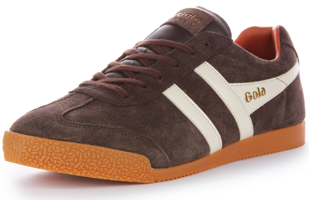 Gola Classics Low Pro Dk Brn Offwht 1968 Ret Men's Suede Leather Trainers In Brown