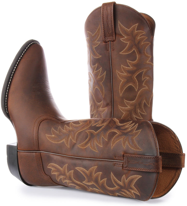 Ariat Brown Heritage 6 Row Stitching R Toe Western Stivaletti Alti in Pelle da Uomo