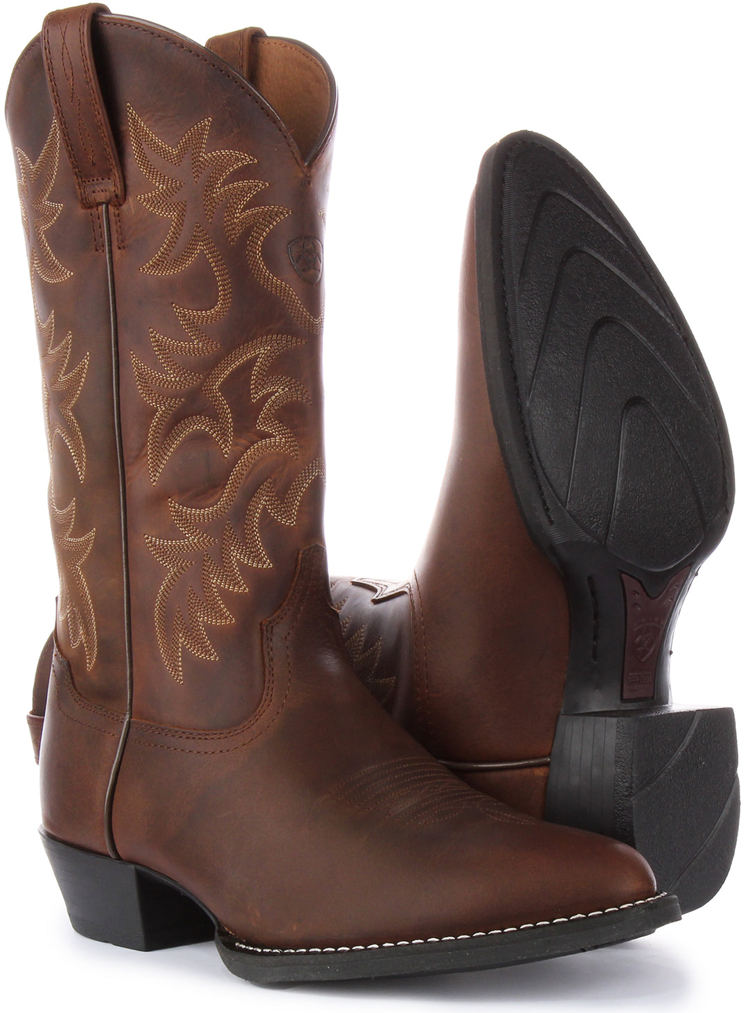 Ariat Brown Heritage 6 Row Stitching R Toe Western Stivaletti Alti in Pelle da Uomo