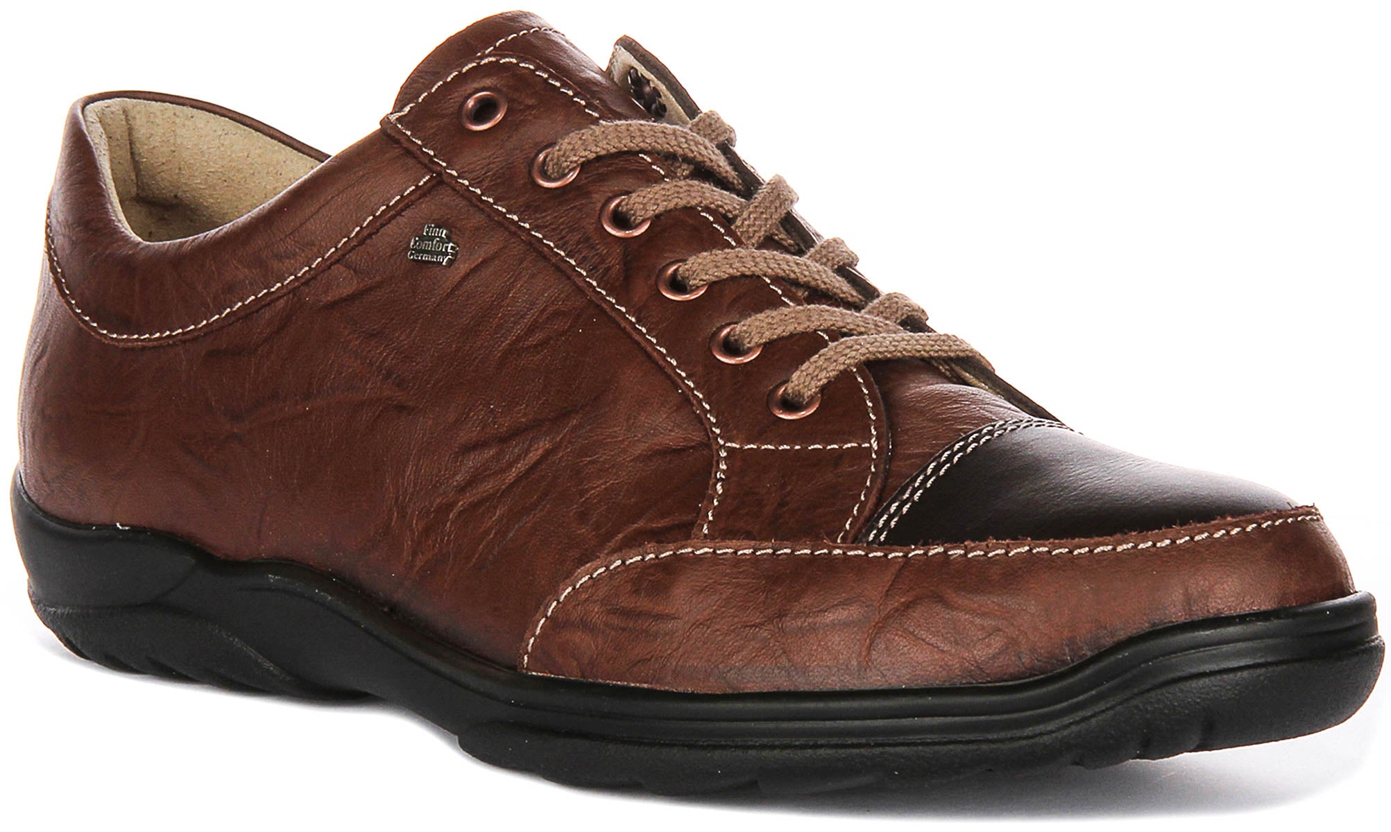 Finn Comfort Alamo Brown Leather Lace-Up Oxford Shoes